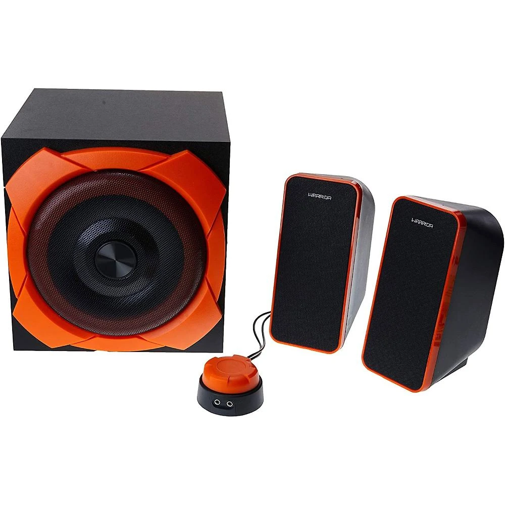 Caixa de som gamer grande 2.1 warrior preto e laranja - multilaser