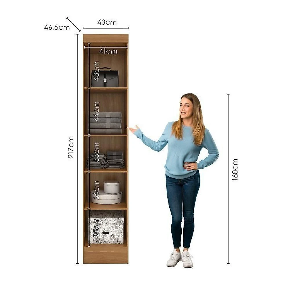 Quarto de Casal Completo 5 Peças 6 Portas 4 Gavetas com Maleiro Smart Plus Cinamomo/Off White