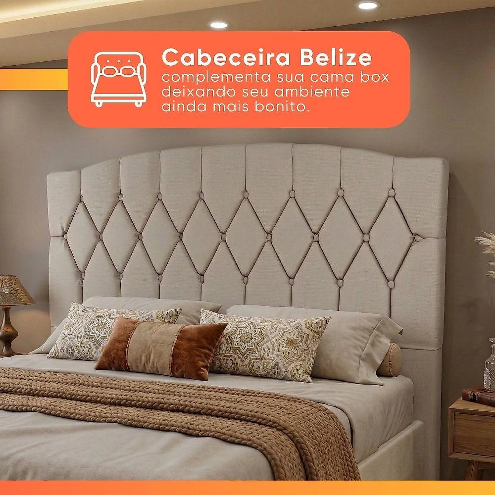 Cabeceira Estofada Para Cama Box Casal Belize De 1,40m Camurça