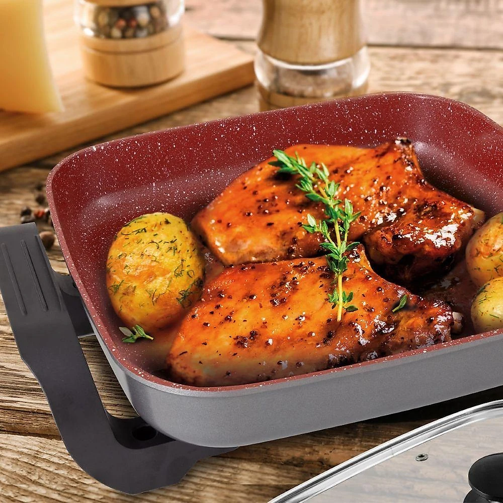 Panela Elétrica Multiuso Britânia BPE06 3,5L 1200W Revestimento Cerâmica Redstone Vermelho 110V