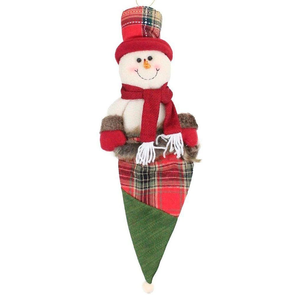Decoração Enfeite árvore Natal Boneco Neve Saco Natalino 59cm