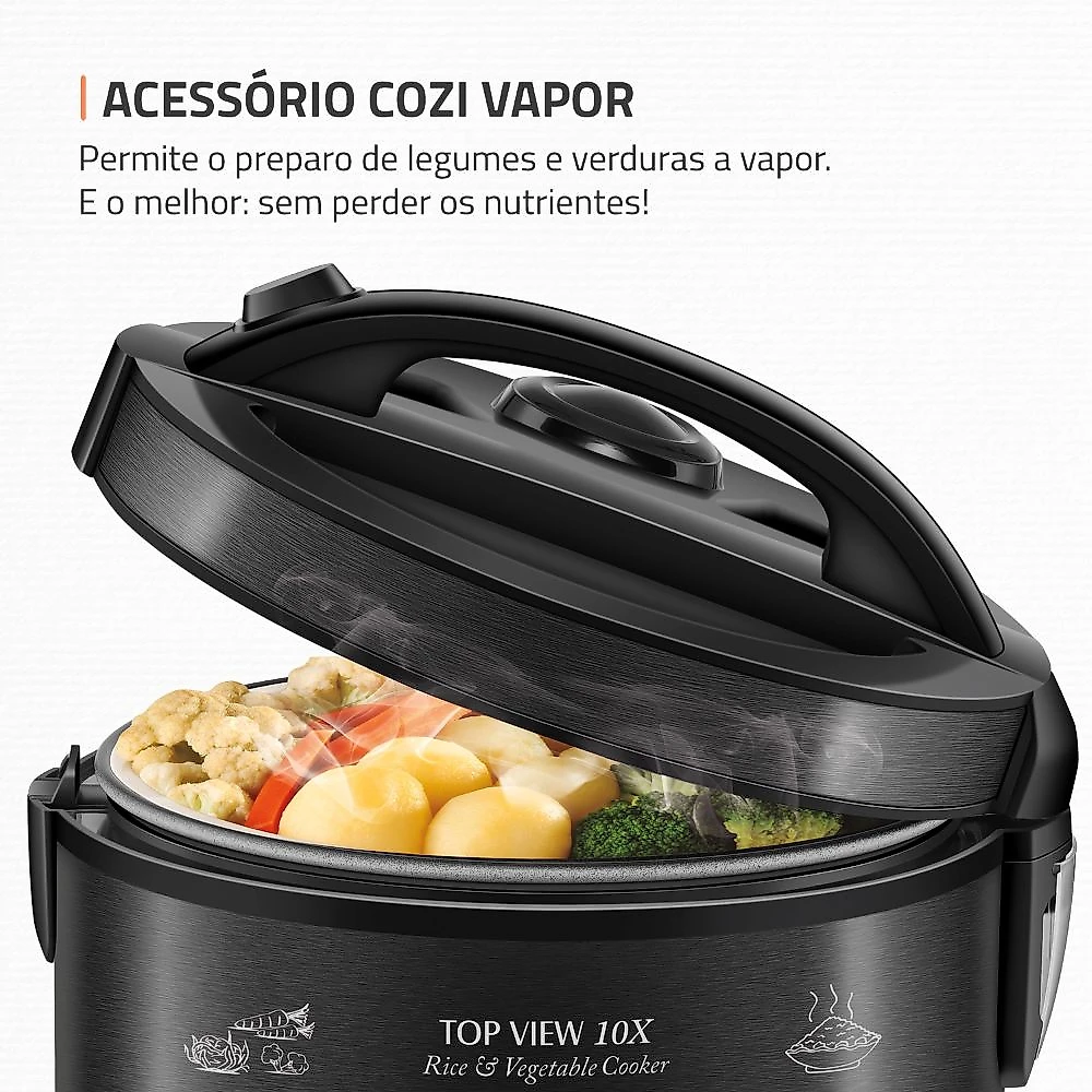 Panela Elétrica Top View 10X Mondial Black Inox 700W - PE-30-10X 127V