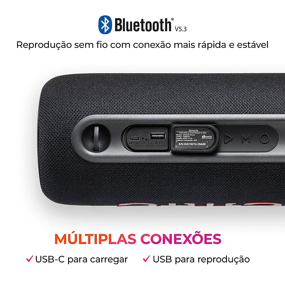 Caixa de Som Speaker AIWA SP-04-LB 40W Bluetooth IPX5 BIVOLT