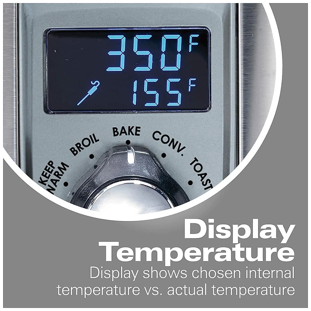 Forno Elétrico de Aço Inoxidável com 7 Funções de Cozimento, 3 Posições de Prateleira e Display Digital, 110V 1800W, Hamilton Beach, Prata 110v