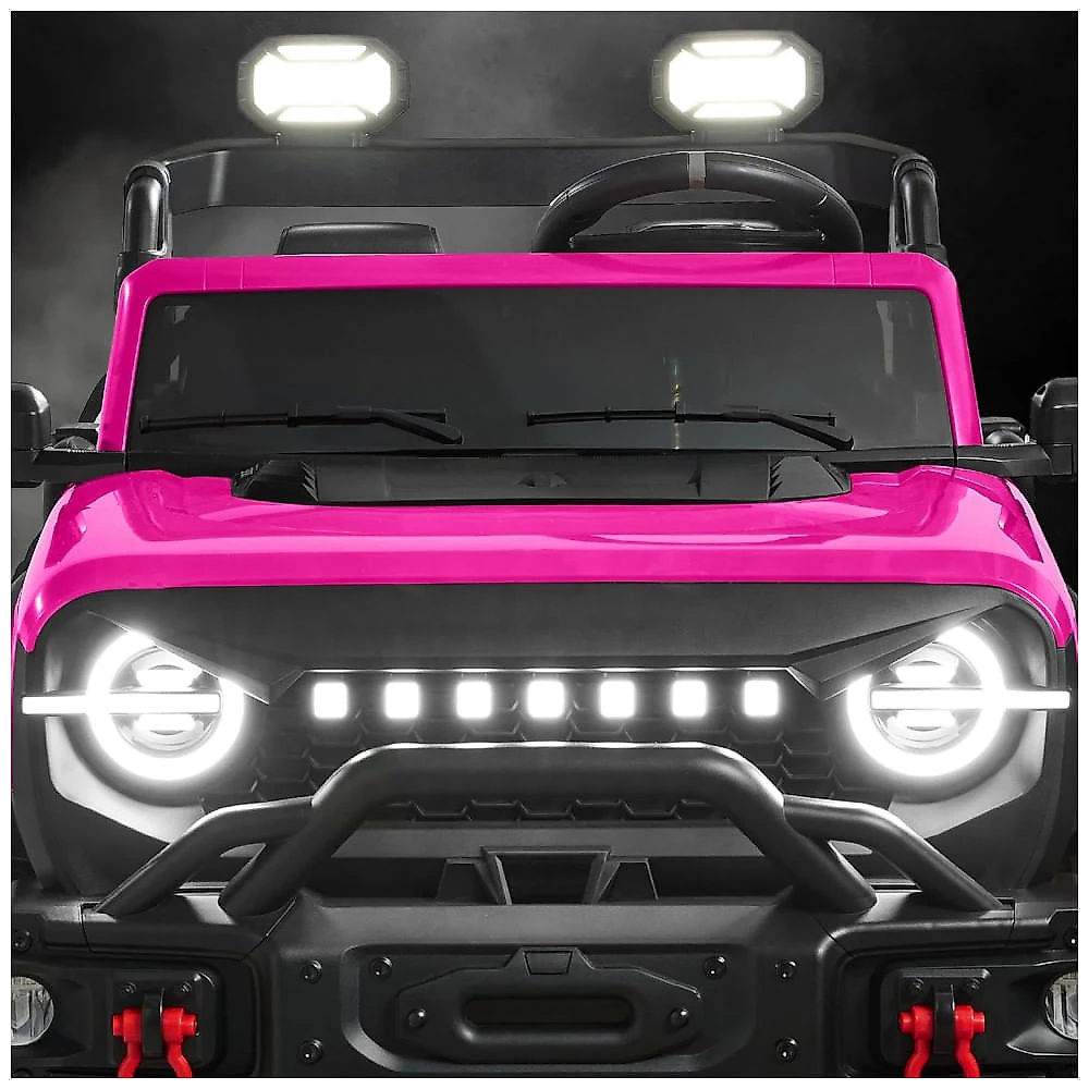 Carro Elétrico Infantil Best Choice Products 24V Rosa, Caminhão 2 Lugares, com Controle Remoto, Bluetooth, Luzes LED e Capacidade para 60 kg