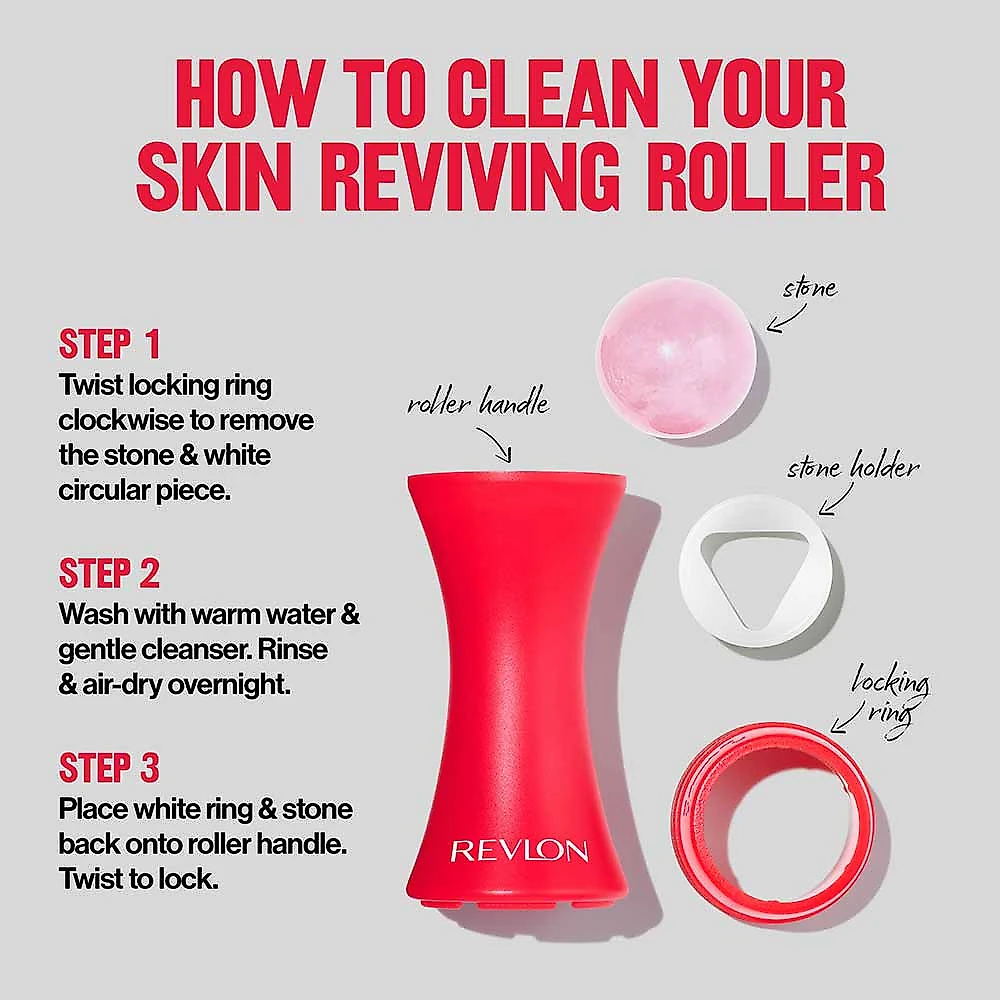 Pedra de Quartzo Rosa Real Revlon Skin Reviving Roller 1Un