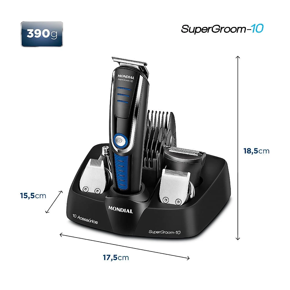 Aparador de Pelos 10 em 1 Mondial Super Groom BG03 - Bivolt