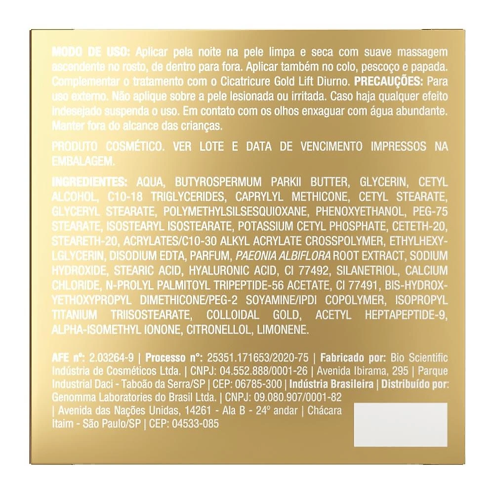 Cicatricure creme gold lift noturno 50g