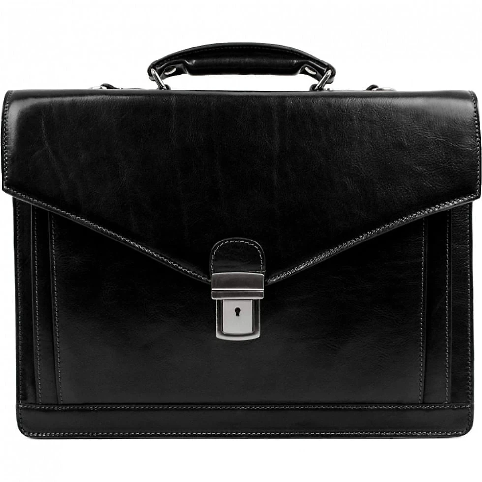 Bolsa Maleta Time Resistance de Couro Masculina para Laptop , Preta