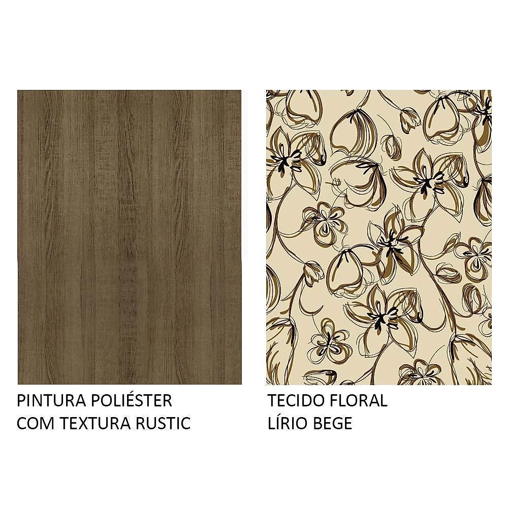 Conjunto sala de jantar madesa maris mesa tampo de madeira com 6 cadeiras - rustic/lírio bege