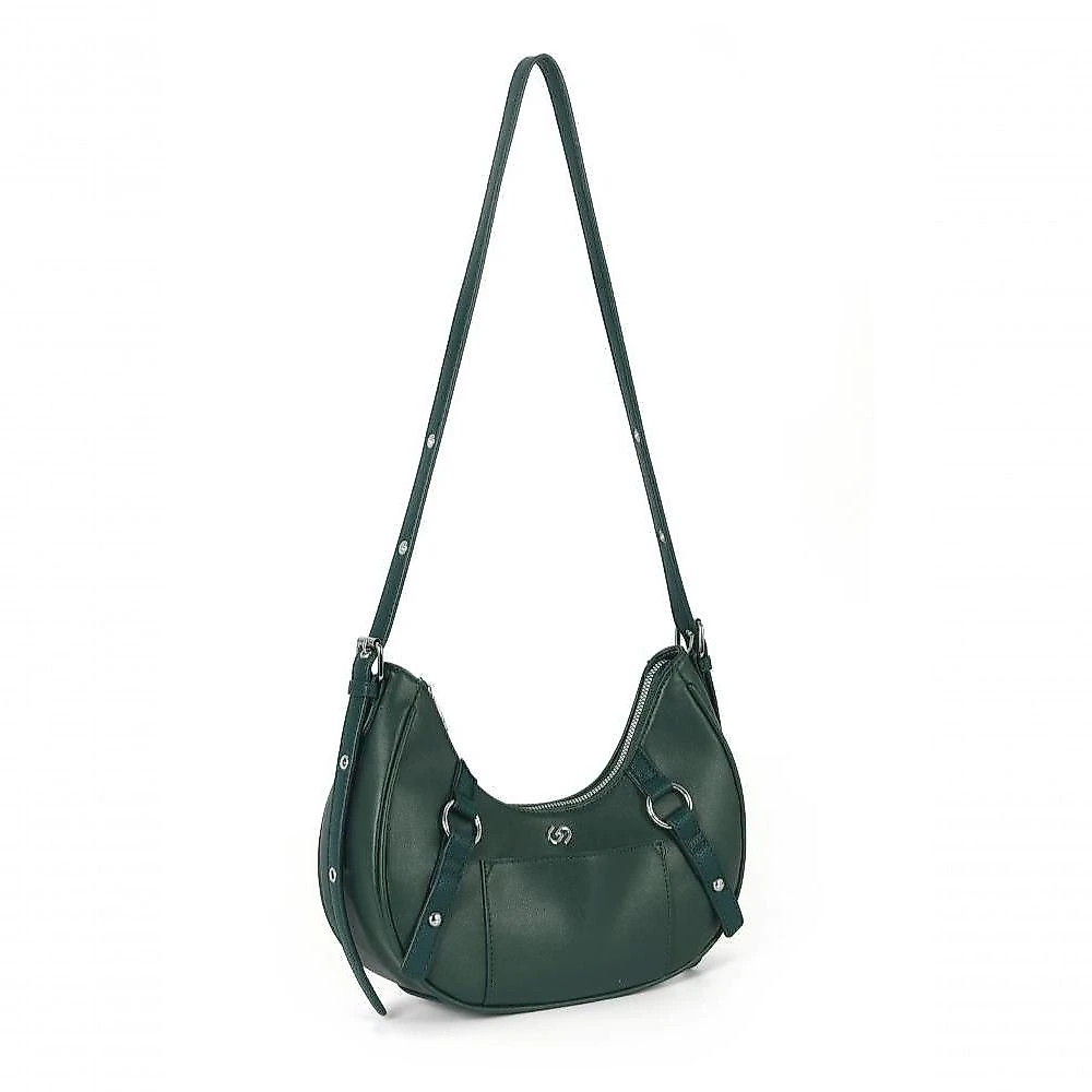 Bolsa Luxcel Meia Lua Transversal Gash PU 28CM Verde Feminino BS72976GA