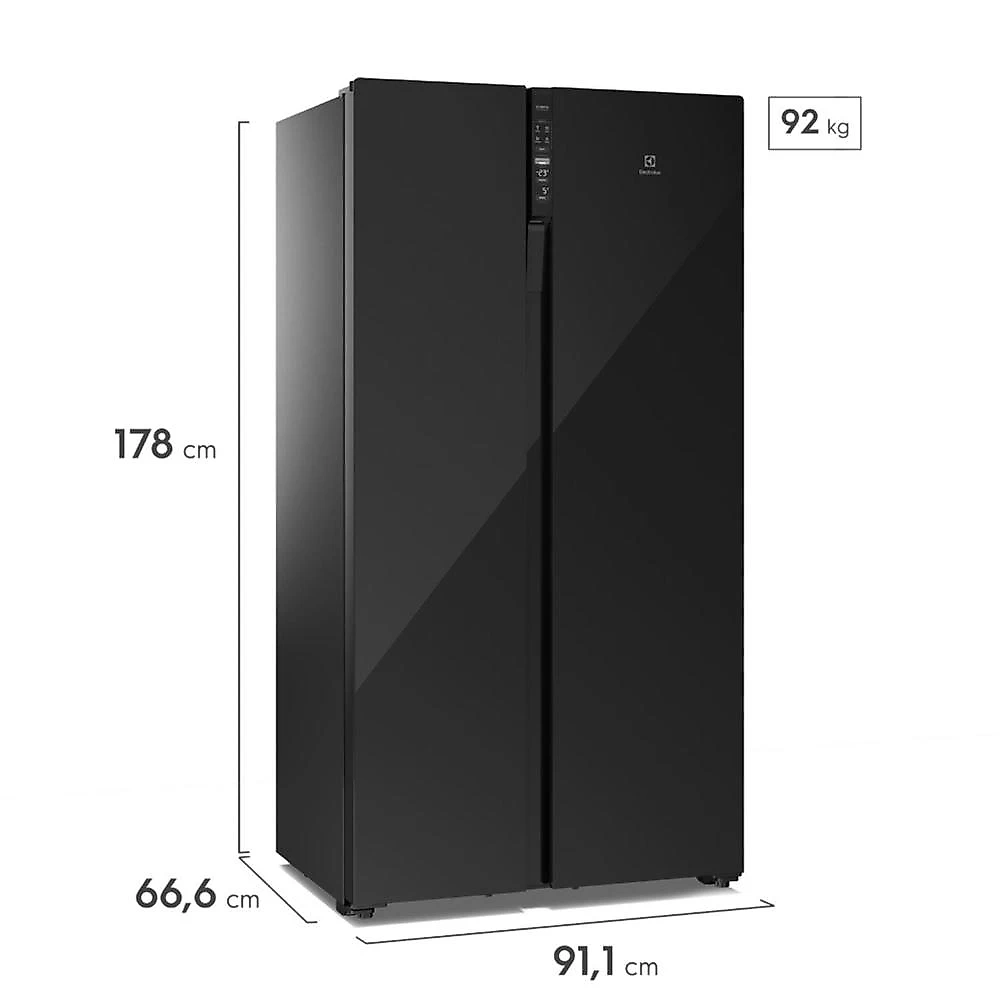 Geladeira electrolux frost free 531l side by side inverter es5gb tecnologia autosense preto 110