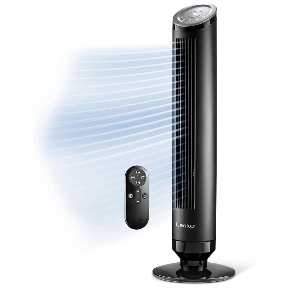 Ventilador de Torre, Estilo Moderno com Controle Remoto, Distância Máxima do Ar 8 Metros, 4 Velocidades, Temporizador de 24H e Oscilação de 90°, 110V