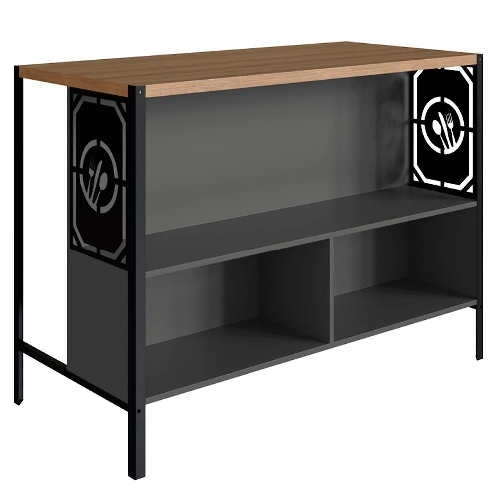 Mesa Bancada Ilha Gourmet 127cm P1034 Grafite Mell Pp Milani Store