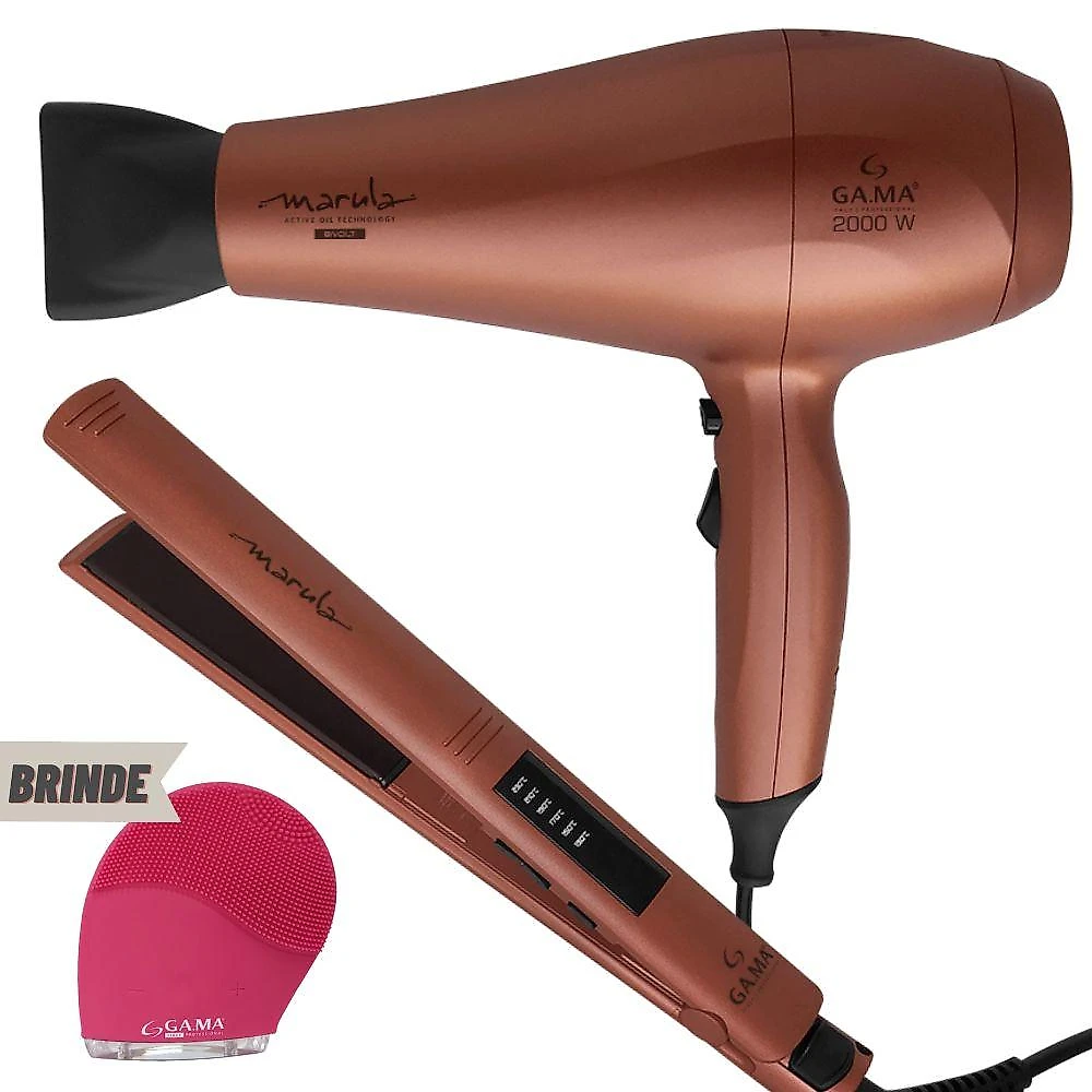 Kit prancha led e secador de cabelo marula + brinde bivolt