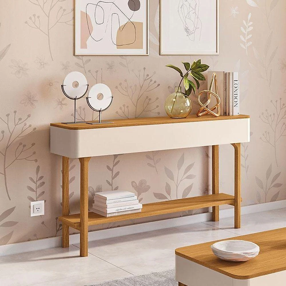 Painel Suspenso Armony Off White Cinamomo Com Aparador Fiero Off White Cinamomo - Hb Móveis