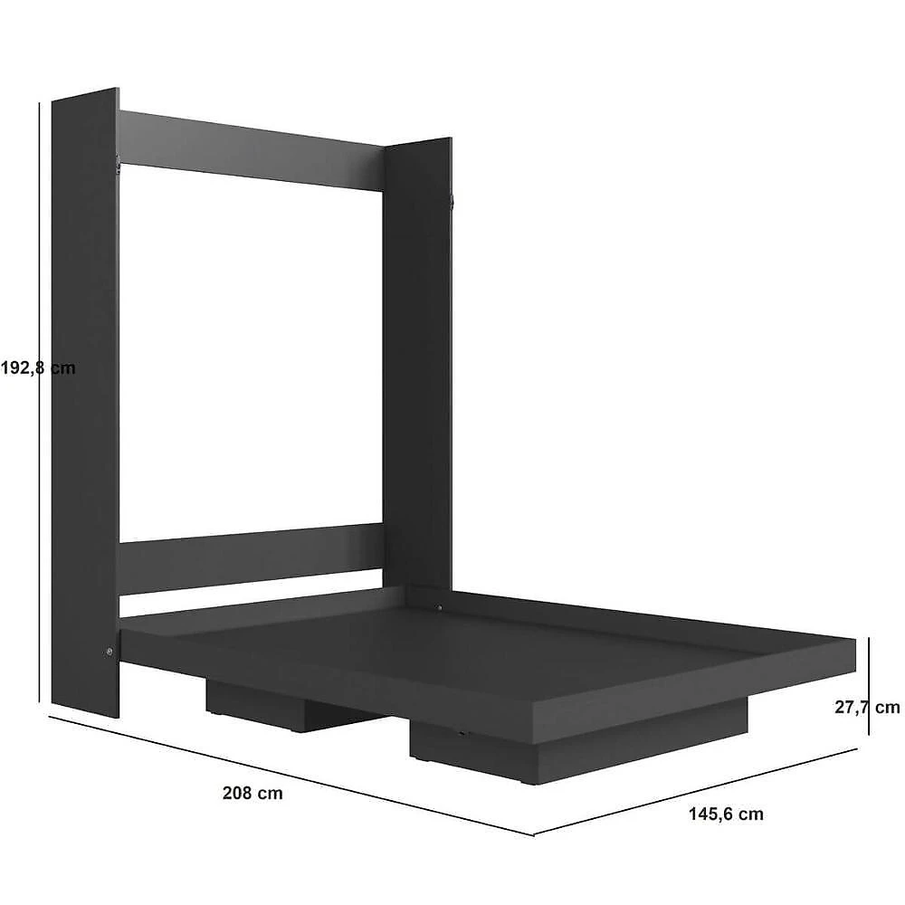Cama de Casal Articulada Vertical com 2 Nichos MDP Grafite 145,6CM X 208CM webcontinental-7899766516657