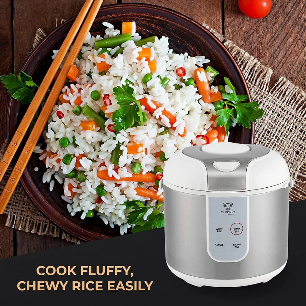 Panela de Arroz Elétrica Buffalo 1.2L, com Controle de Temperatura, 110V, Branca