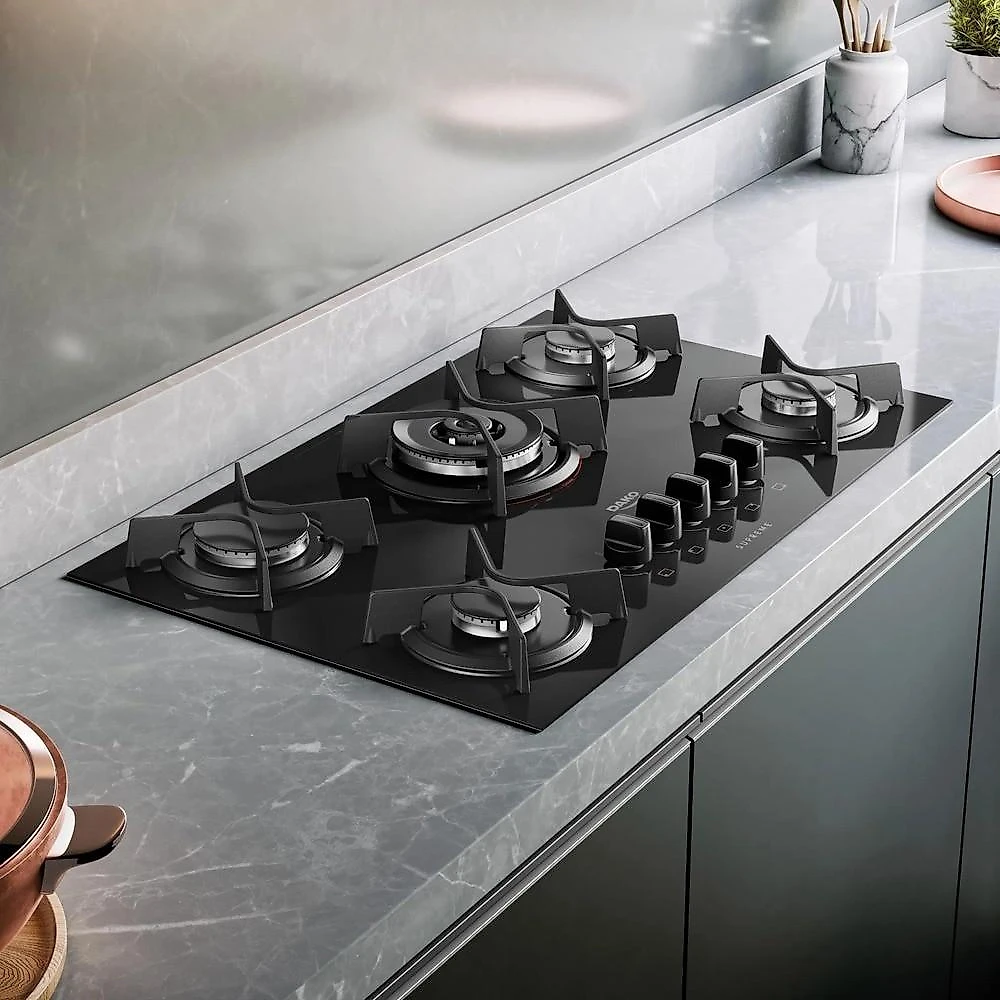 Cooktop 5 Bocas Dako Supreme Acendimento Superautomático, Preto Bivolt