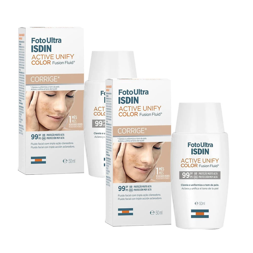 Kit 2 FotoUltra Isdin Active Unify Fusion Fluid Color Loção Fluida Clareadora com Cor 50ml
