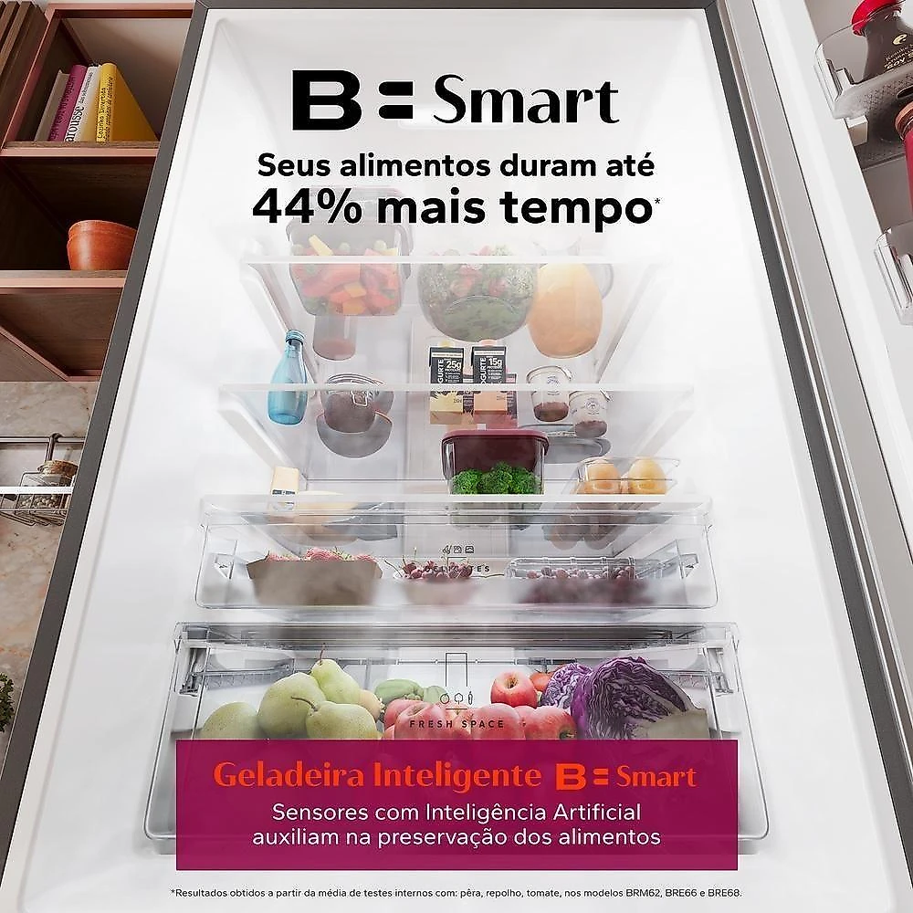 Geladeira Brastemp Inverse Frost Free Inteligente 500L BRE66AB Branco Bivolt