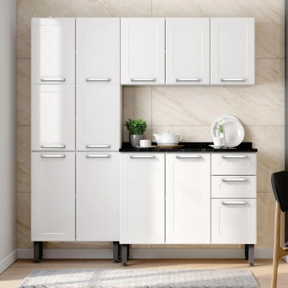 Cozinha Completa Aço 12 Portas 2 Gavetas Múltipla Bertolini