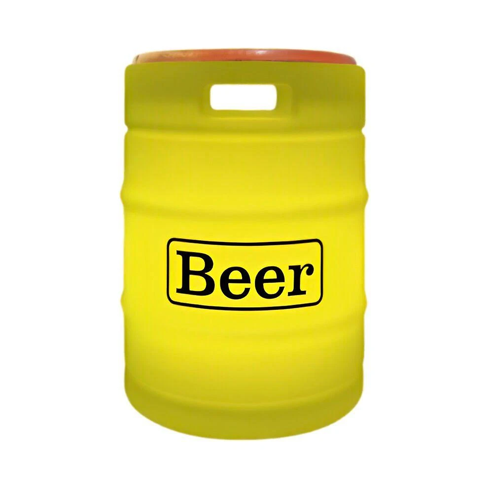 Banco com Luminária Beer Barrel Amarelo Tpc com Iluminação Funcional e Design Moderno Amarelo
