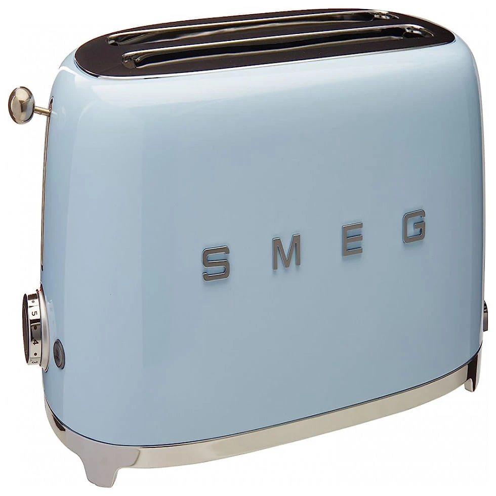 Torradeira Elétrica Retrô 4 Fatias em Aço Inoxidável, 110V 950W, Smeg, Azul