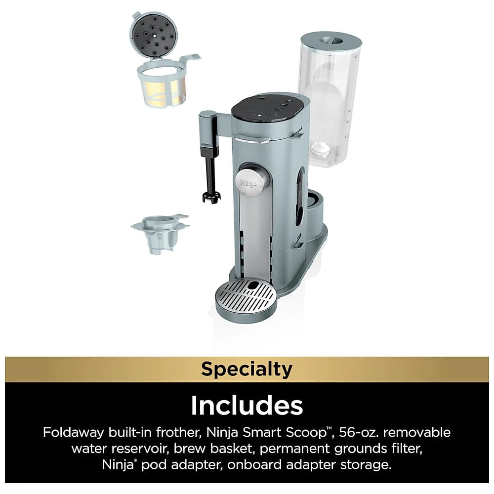 Máquina de Café Gelado com Espumador de Leite Embutido, Compatível com Cápsulas K-Cup, 110V 1550W, Ninja PB051GB, Azul Glacial 110v