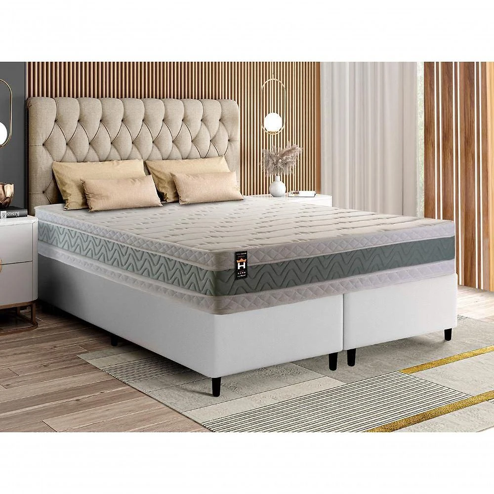 Cama Box Oxford Espuma King 193x203 Branco King House