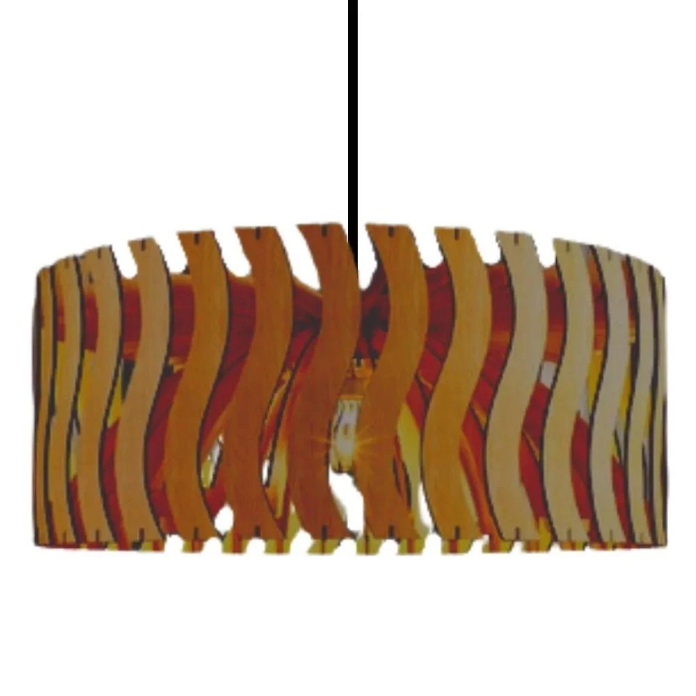 Luminária Pendente Senna MDF Corte a Laser Bivolt Amadeirado Lenobre