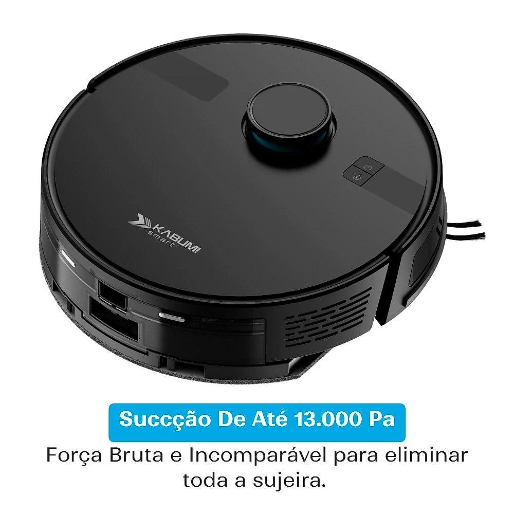Robô Aspirador e Passa Pano KABUM! smart K800 Pro, Mapeia a Laser, Autolimpante, Recarga automática, 13000Pa, APP, 220v, Preto - KSAR81020PT