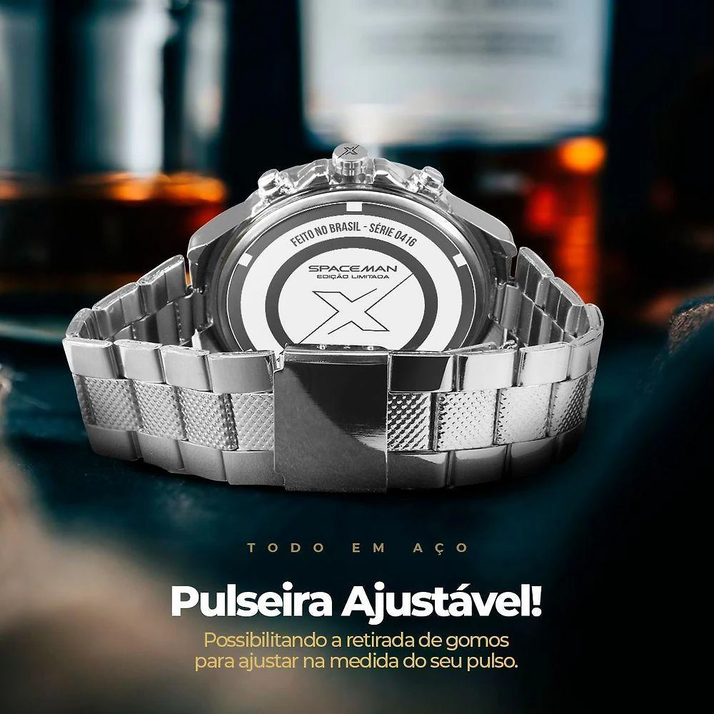 Miniatura Relogio Prata Masculino Aço Inoxidavel + Premium Caixa Grande Mostrador Preto Presente Social Casual