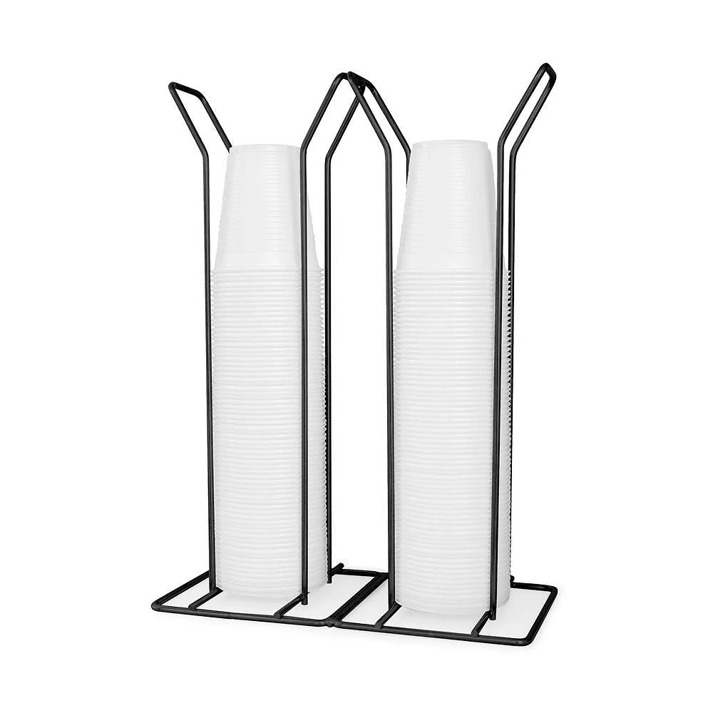 Suporte Porta Copos Descartáveis Duplo 200ml Metal Organizador para Escritório e Eventos Preto