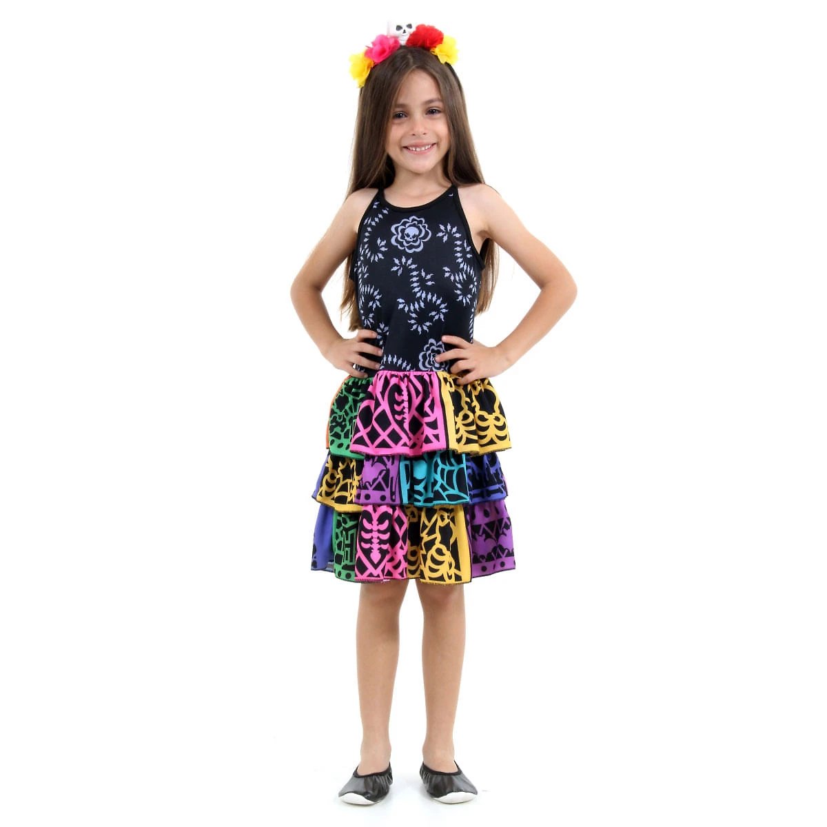 Fantasia Caveira Mexicana Standard Infantil - Halloween