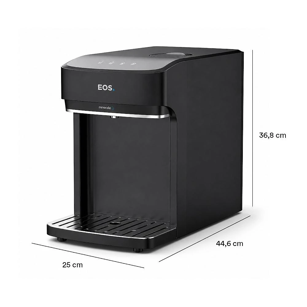 Bebedouro e Purificador de Água EOS Mineralle com compressor All Black EPC08P 220V