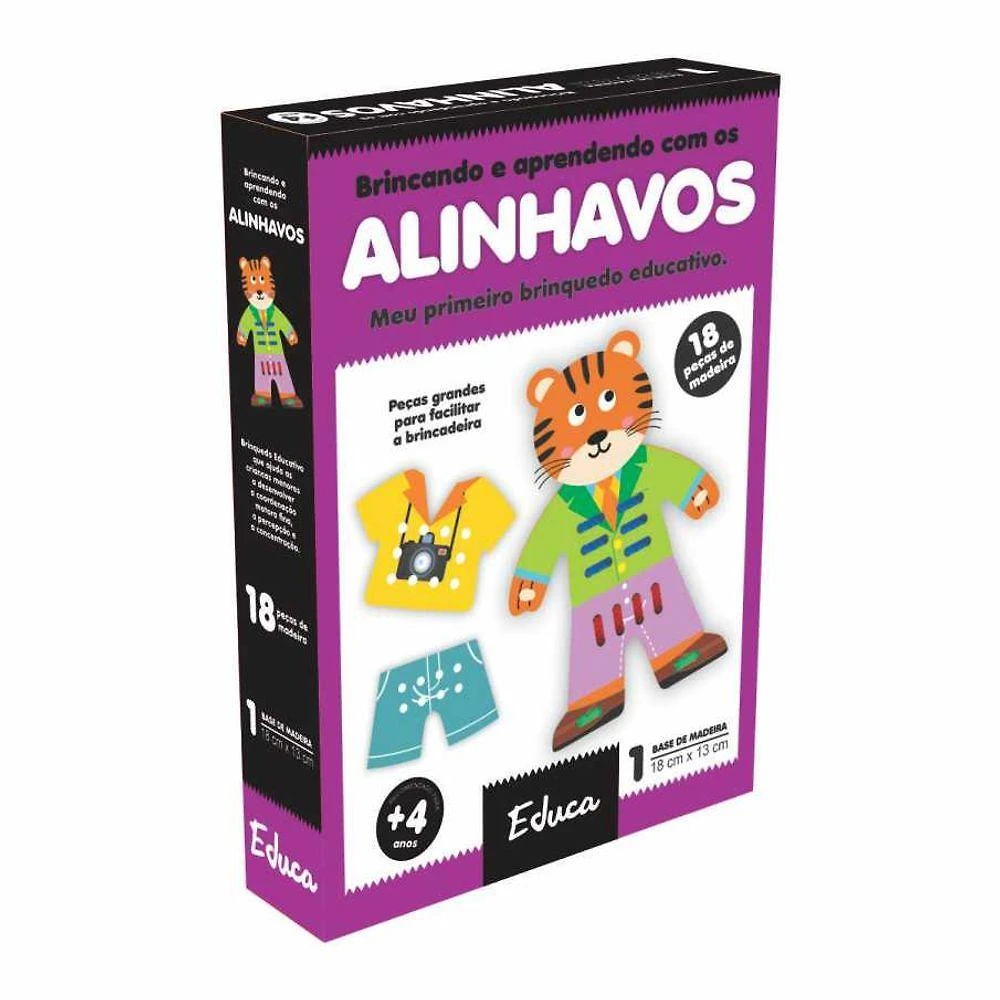 Brinquedo Educativo Alinhavos Tigrinho Troca-roupas Estimula Coordenação Motora Amarelo Casa