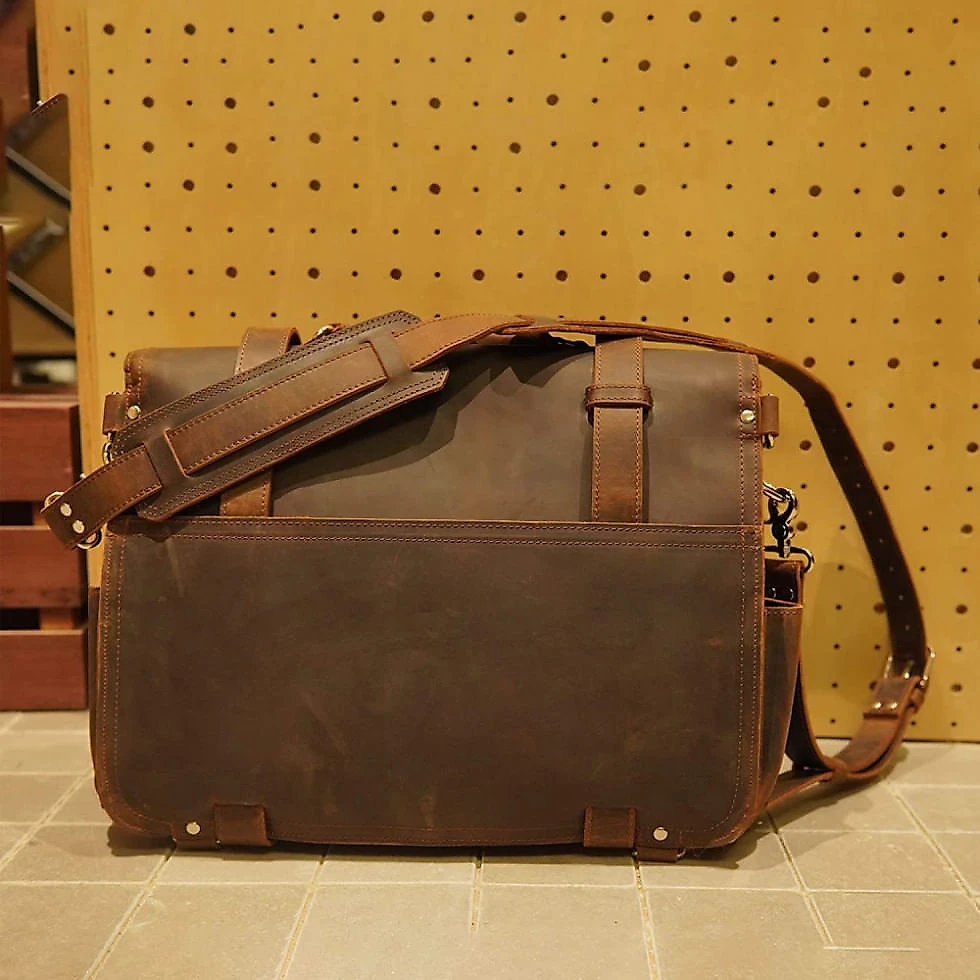 Bolsa Maleta Polare de Couro Masculina para Laptop , Marrom