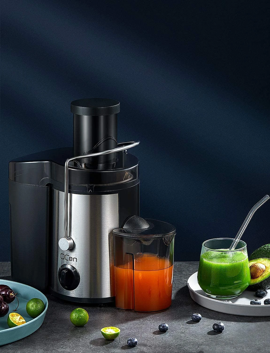 QCen Centrífuga de Frutas com 2 Velocidades Aço Inox 1 10V500W Prata