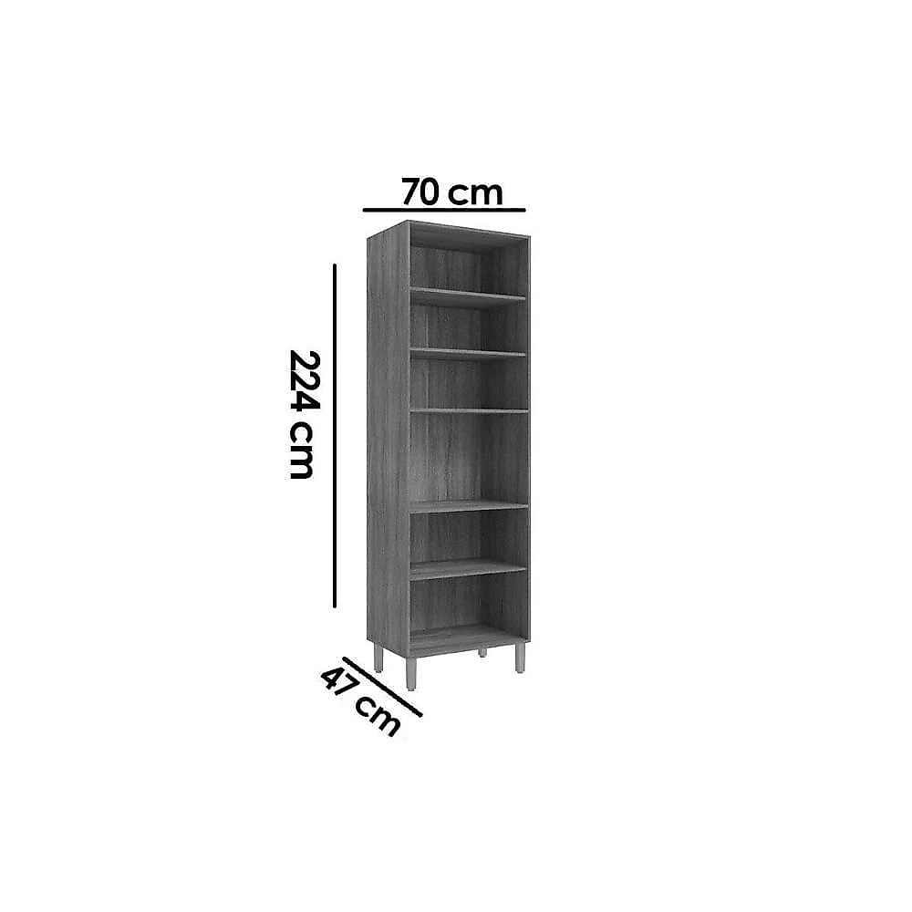 Paneleiro de Cozinha Esplêndida 4 Portas 4 Prateleiras MDF 70CM Cinamomo e Titanium