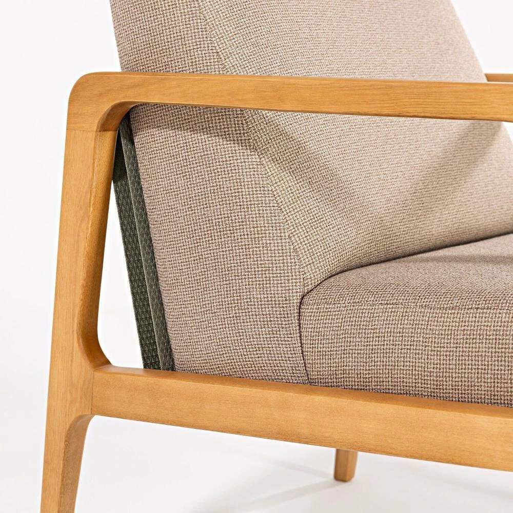 Miniatura Poltrona para Sala 80cm X 78cm X 69cm Verniz Mel/Fita Verde Oliva/Marrom