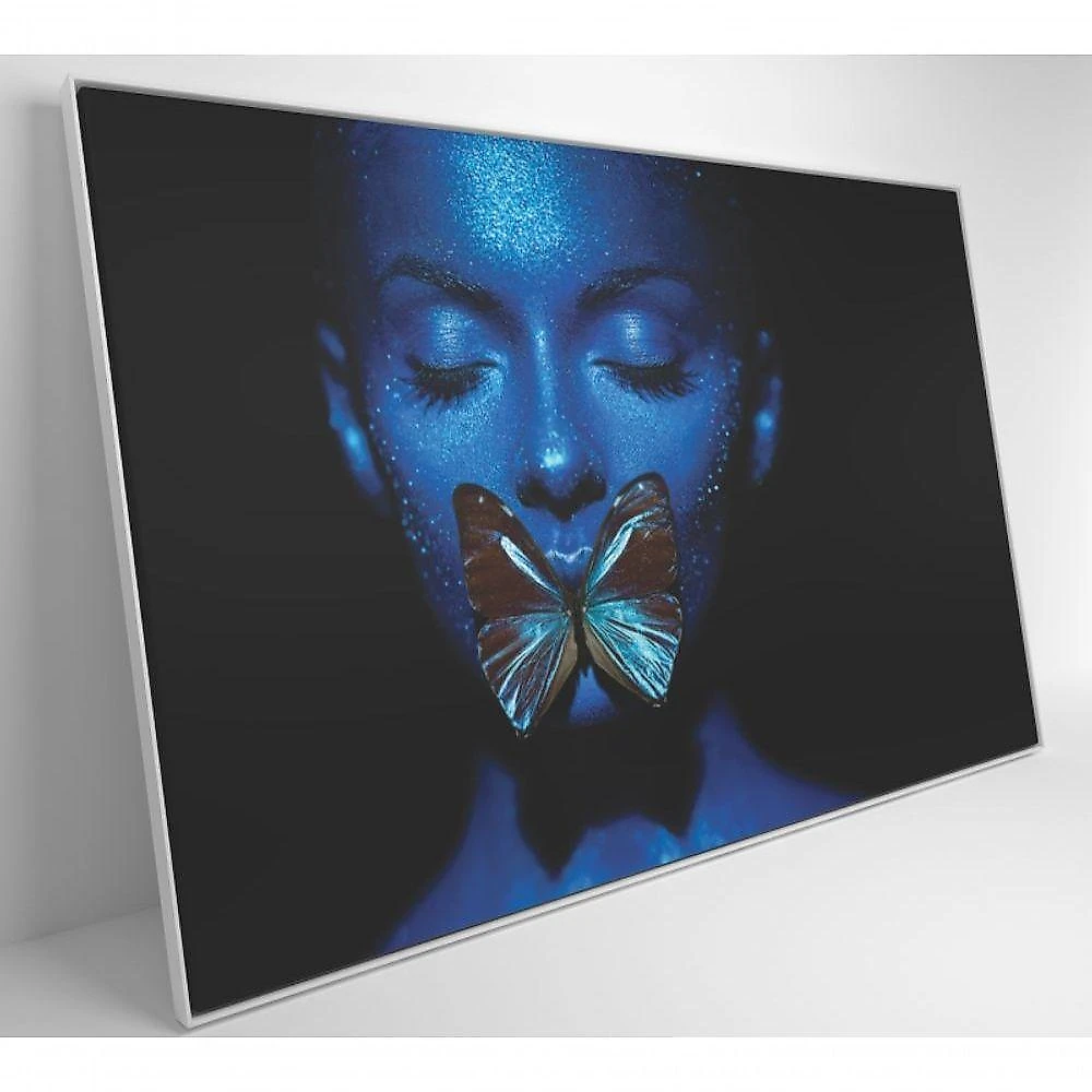 Quadro Mulher Com Borboleta 60x40 Cm Tecido Canvas