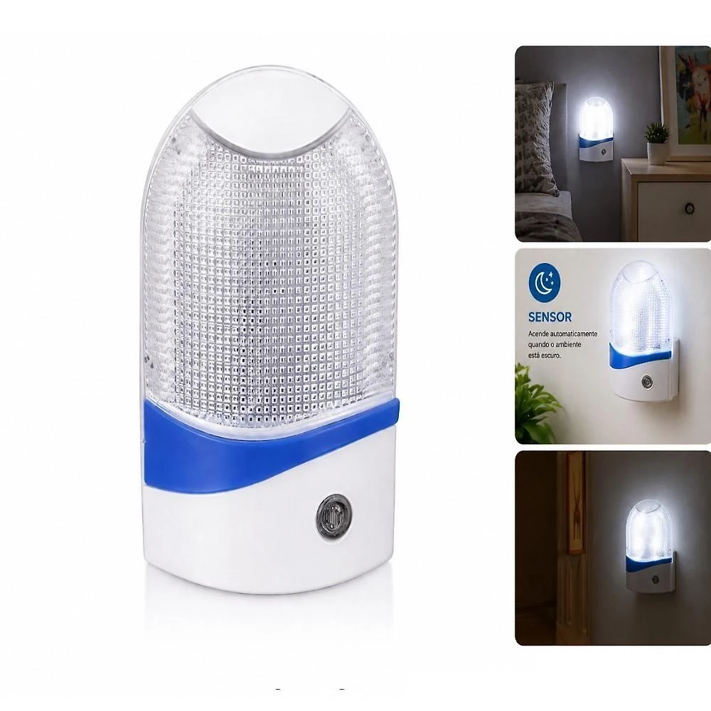 Luminária de Tomada LED Abajur com Sensor de Presença 1W Bivolt Branco Utibom