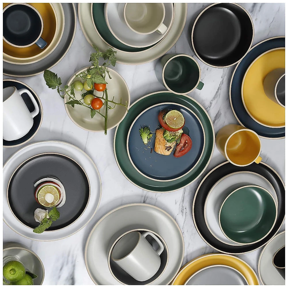 Aparelho de Jantar com 16 Peças em Cerâmica Faiança Incluindo Pratos, Xícaras e Bowls, Gibson Home Zuma, Verde