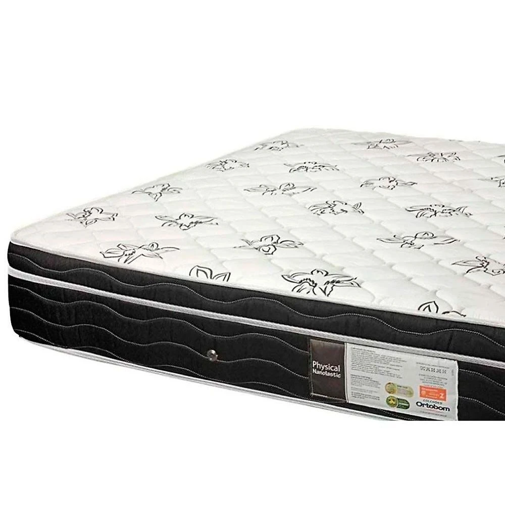 Kit Cama Box Casal Physical Euro Pillow Molas Suede Preto Ortobom