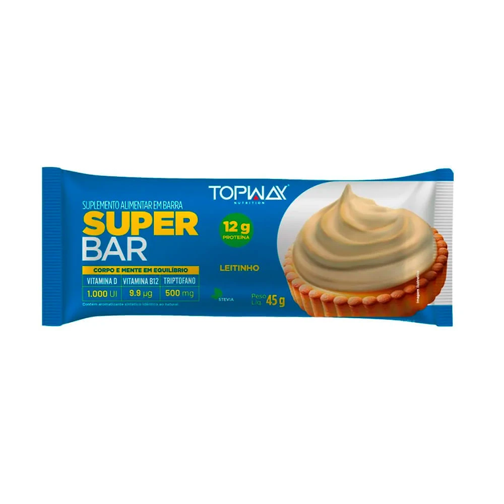 Barra Protein Super Bar Topway 12g de  Proteína Sabor Leitinho 45g