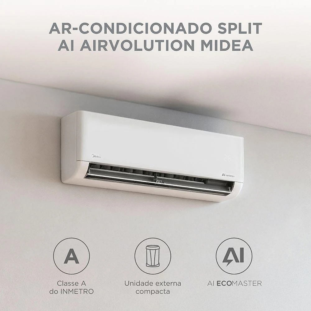 Ar condicionado split inverter midea ai airvolution 9000 btus frio 220v 38tavca09m5