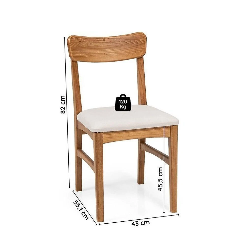 Conjunto Mesa de Jantar Redonda Madeira Maciça com 4 Cadeiras Estofadas Olmo Mel Mel