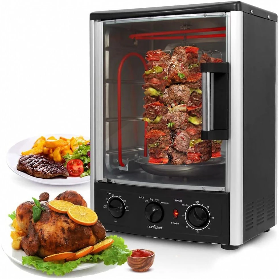 Churrasqueira Grill Rotisserie com Temperatura Ajustável, 110V 1500W, NutriChef PKRT97
