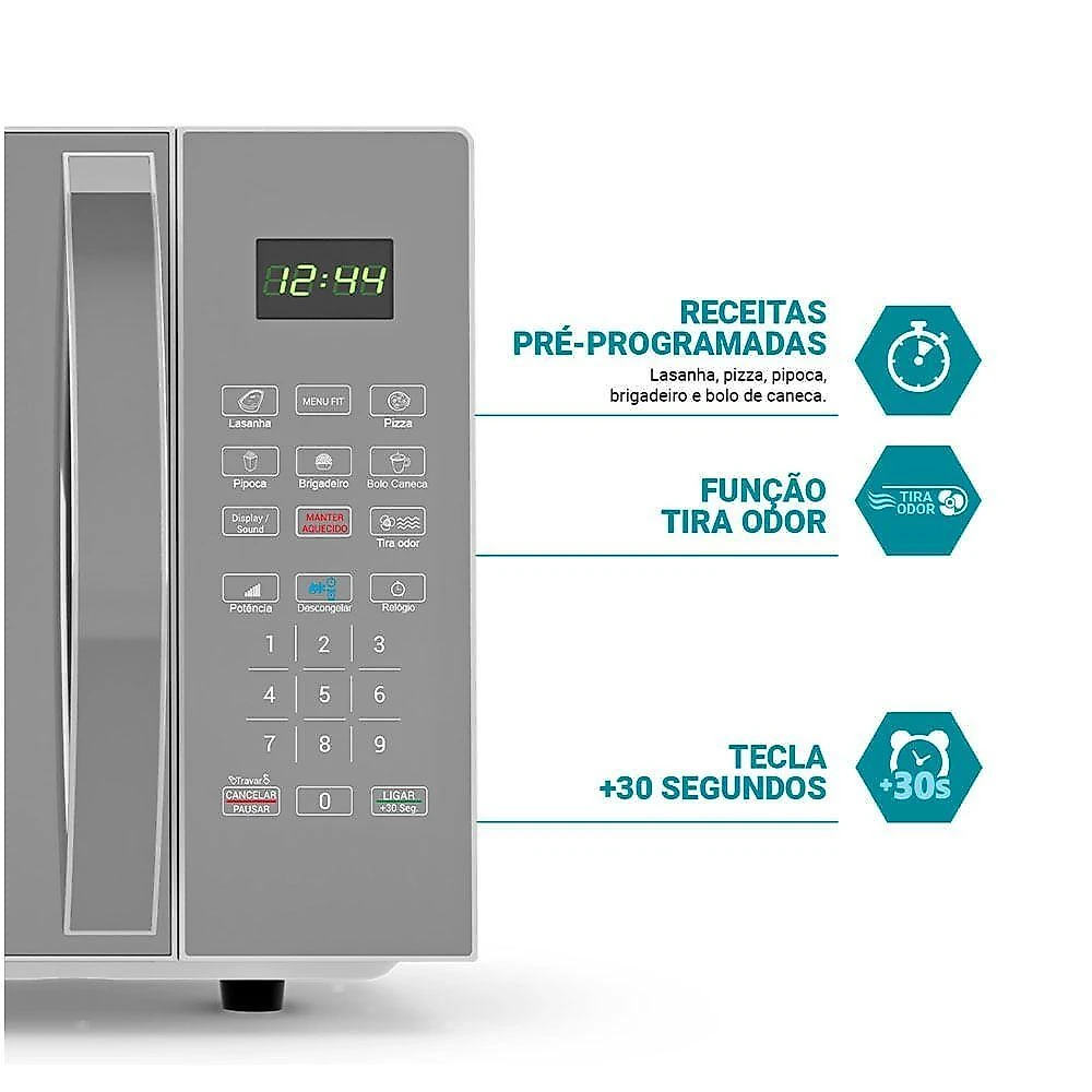Micro-ondas Philco 28 Litros Limpa Fácil PMO30E 1100W Prata 220V